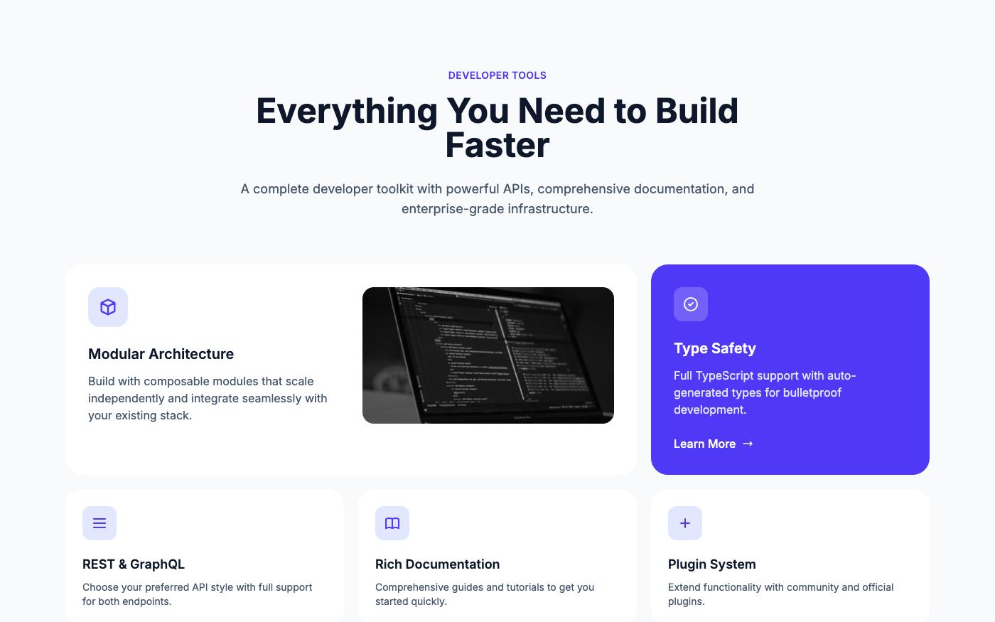 Minimal feature cards — clean for healthcare services