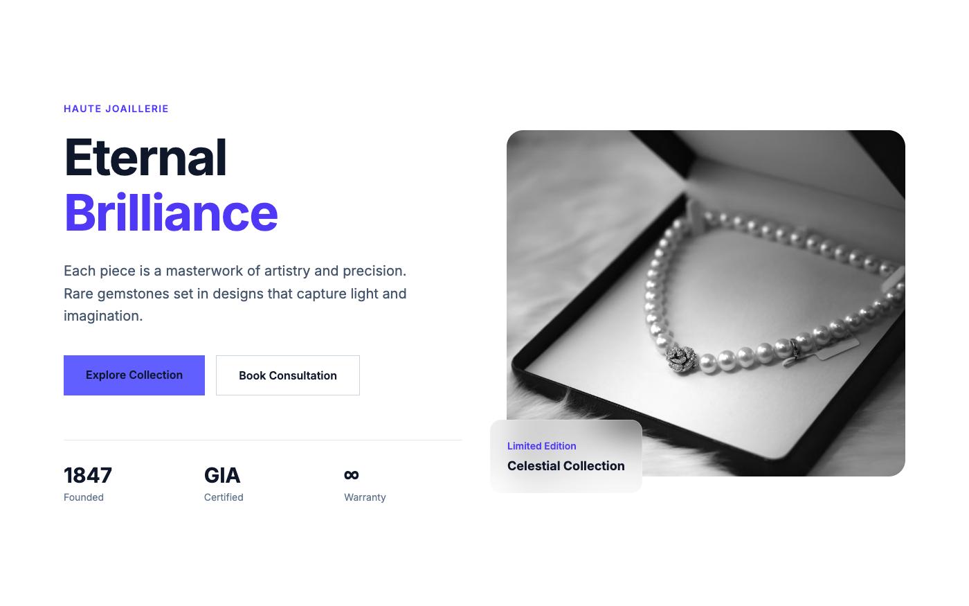 Fine jewelry hero with elegant imagery