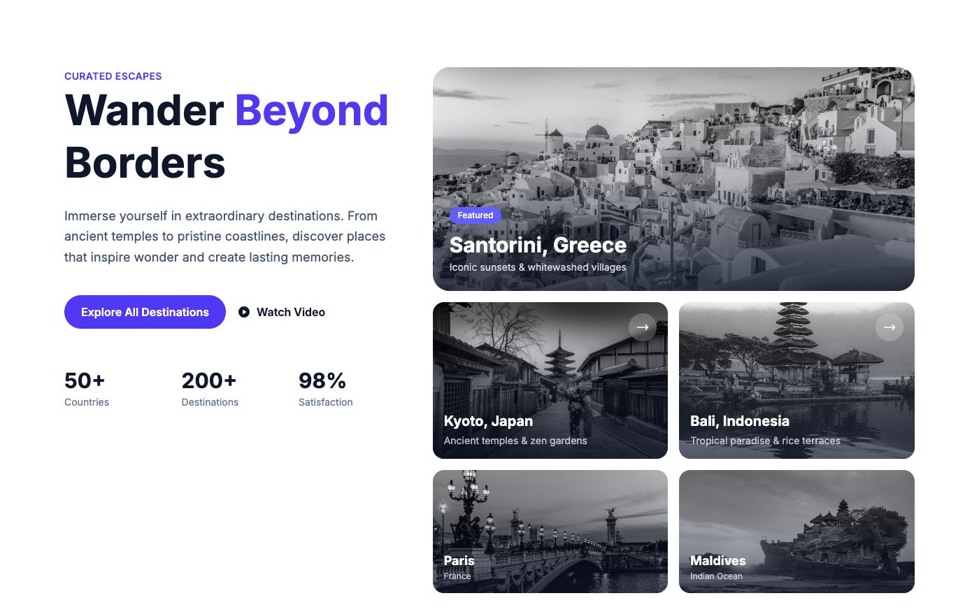 Travel destinations hero