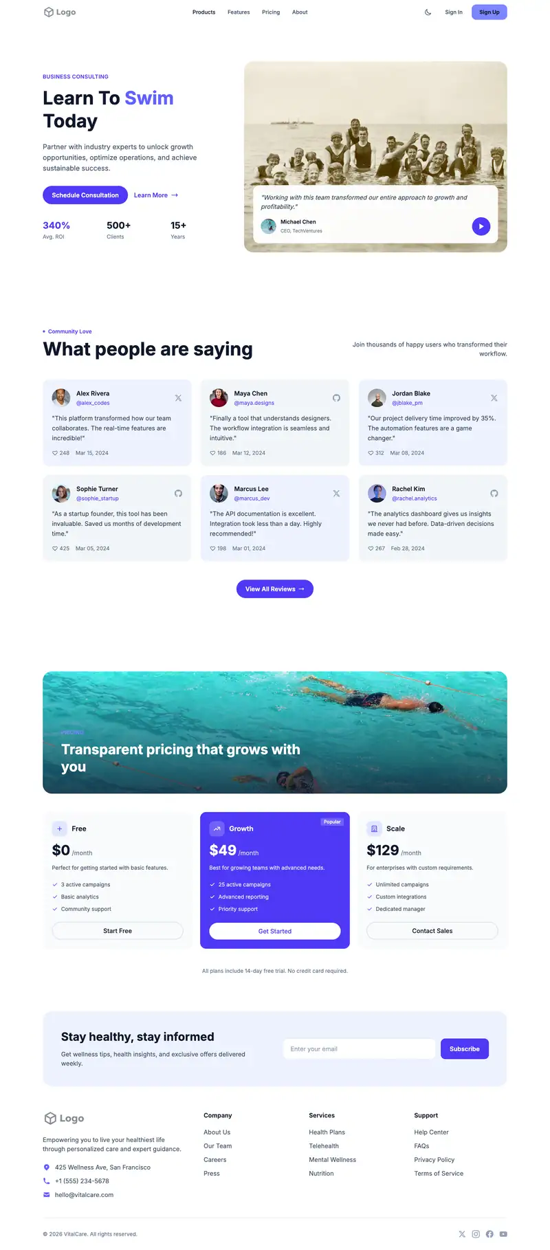 Swim School template