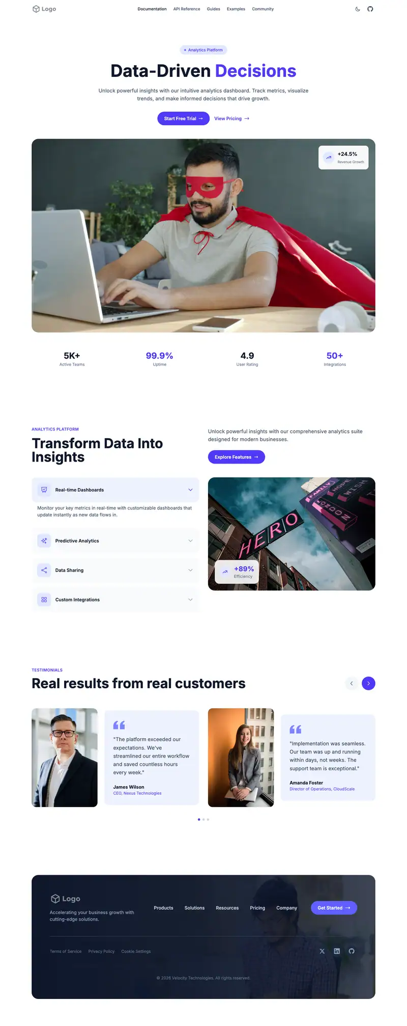 Hero Focused Conversion Page template