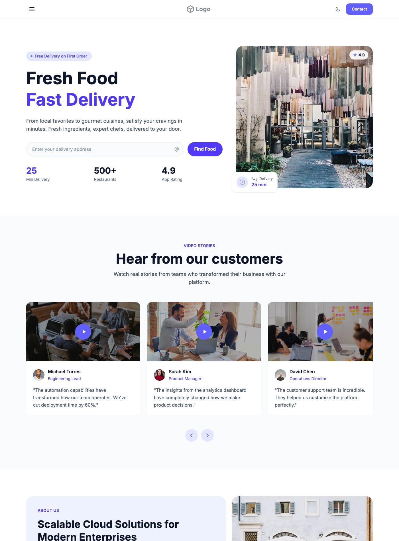Restaurant Delivery Template preview