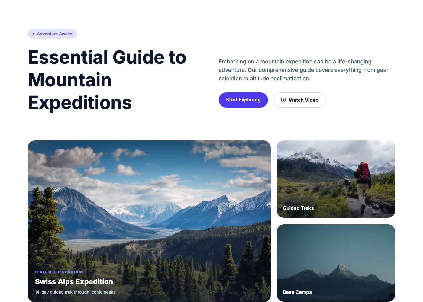 Adventure Travel Hero Section preview