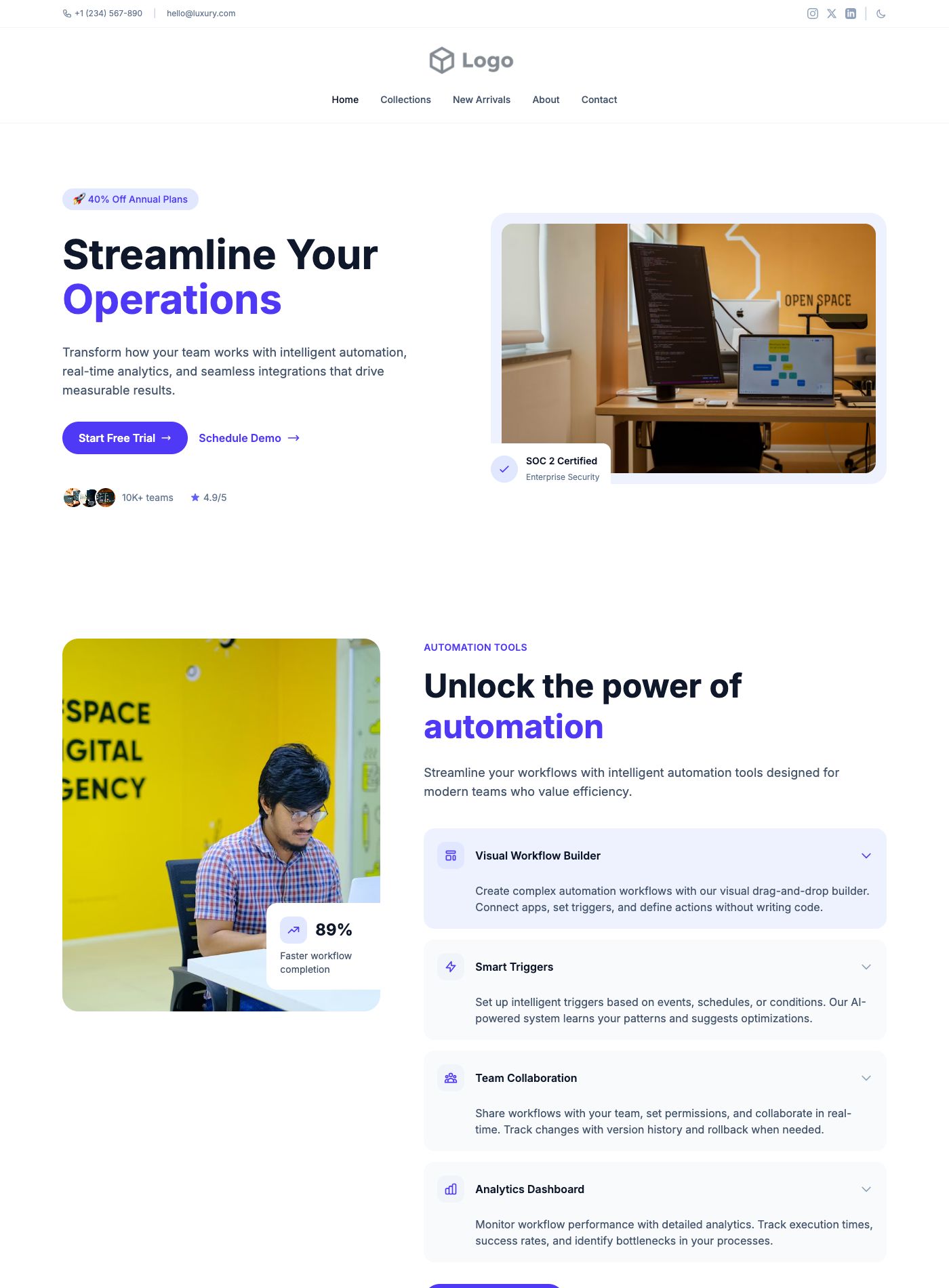 SaaS Workflow Landing Page preview