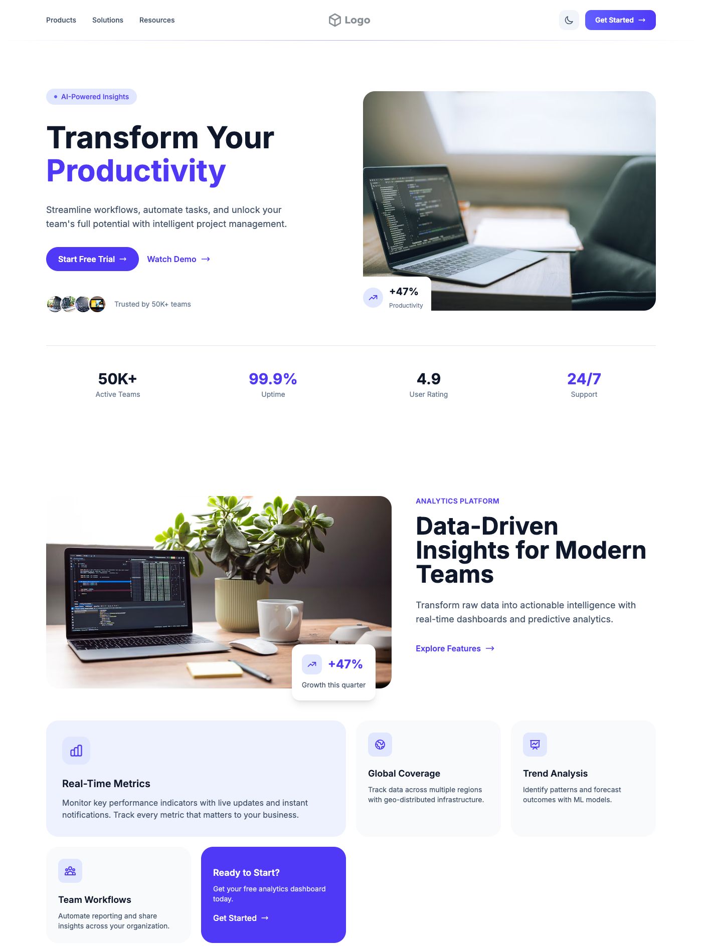 Productivity Software Landing Page preview